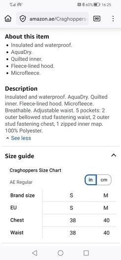 NEW WITH TAGS, Mens SMALL SIZE, craghoppers jacket-Turriff jacket waterproof AQUADRY INSULATED cement
