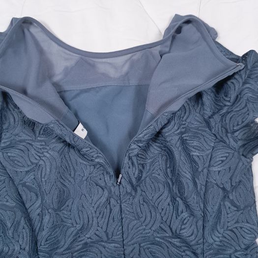Reiss Slate Blue Textured Scalloped Bodycon Pencil Dress 14UK/42EU