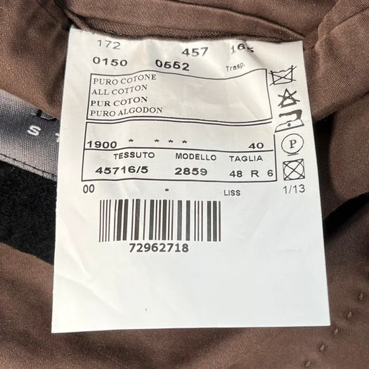 Lubiam Studio Mens 100% Cotton Blazer - Size EU 48 R - Brown - Single Breast