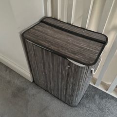Grey Double Laundry Basket, 2 Compartments