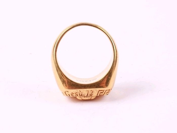 Authentic Vintage Designer Versace Medusa Head Signet Men's Ring Gold Tone EU 65