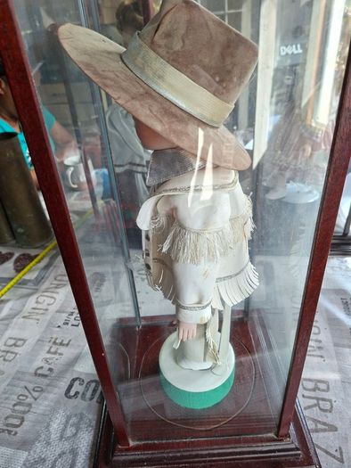 Collector's Porcelain Doll, In A very Large Mahogany Display Case, PRICE IS FOR 1 ONLY these came from a Pub contents,