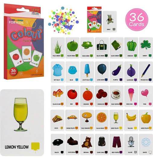 Kids Flash Cards Set Flash Cards for Children Early Learning Flash Cards Flash Cards for Toddlers Age 2-4 Baby Cards for Toddlers 1 2 3 4 years 4 Pack-144pcs Animals Fruits Body Parts & Colors