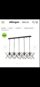 5-Light Pendant - Black Geometric / Industrial Style - Excellent Condition