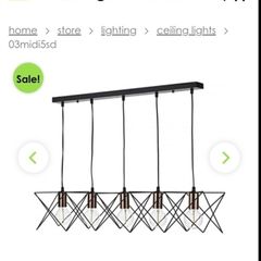 5-Light Pendant - Black Geometric / Industrial Style - Excellent Condition