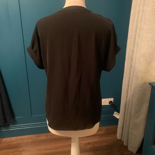 Black short sleeve blouse. Size 10