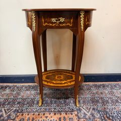 Very Nice Parquetry Inlaid Oval Side Table
