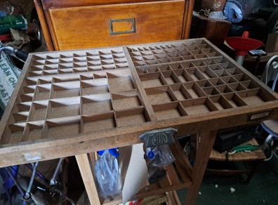 Vintage Wooden Printers Tray