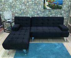 Black Velvet Nordic Comfort Chaise Sofa,198cm