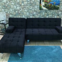 Black Velvet Nordic Comfort Chaise Sofa,198cm