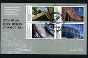 2014 Ireland Stampa Public Souvenir Contemporary Public Buildings Miniature Sheet Overprinted for Stampa with show cancel of 17/10/14
