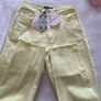 BNWT Boohoo Lemon Yellow High Rise Straight Leg Jeans Size UK 6 Raw Hem Image 7