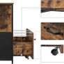 _Office Filing Cabinet with Drawer and Open Compartments for A4 Documents, Letter Format, Printer Stand, Industrial Design, Vintage Brown/Black Image 6