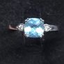 Vintage 9ct White Gold Aquamarine Diamond Ring Size 58 Image 7