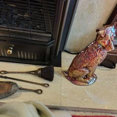 Vintage Art Deco Fox Terrier Companion Set with Coppery Lustre Glaze