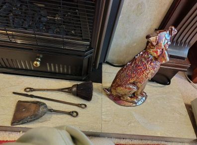 Vintage Art Deco Fox Terrier Companion Set with Coppery Lustre Glaze