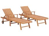 Sun Loungers 2 pcs Solid Teak Wood