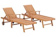 Sun Loungers 2 pcs Solid Teak Wood