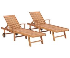 Sun Loungers 2 pcs Solid Teak Wood