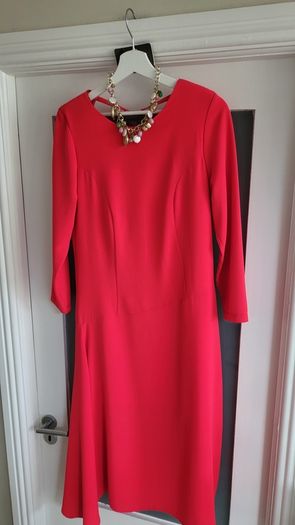 Kate Cooper coral asymmetrical dress Sz 10UK