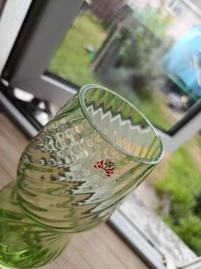 Vintage Humppila Green Swirl Glass Vase