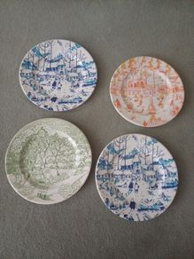 Four  Winter/Xmas Dinner  Scene Plates