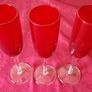 3 Piece Ruby Red Stemmed Swirl Champagne Flutes / Glasses Image 8
