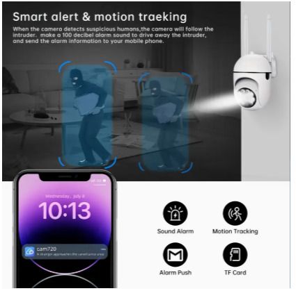 1080P HD WiFi Security Camera - Versatile Indoor-Outdoor Use, Long-Distance Night Vision with 355 dagree Intercom, Dual-Way Audio, AI Motion Detection