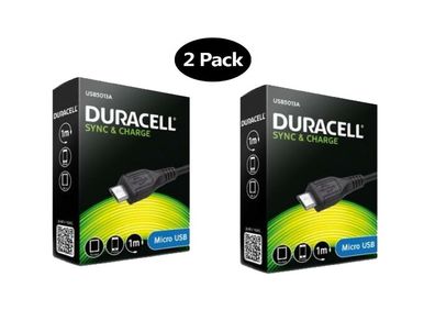 2 X Duracell Micro USB Fast Charging QC 3.0/2.0 (1.0 M) & Data Sync Cable (Brand New/Warranty)