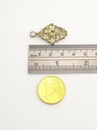 Vintage 925 Sterling Silver Citrine & Peridot Pendant