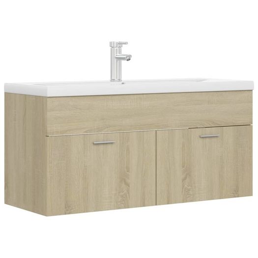 Sink Cabinet with Built-in Basin Sonoma Oak Chipboard