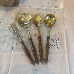 Vintage French Brass Country Utensil Set