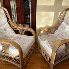 2 comfortable cane conservatory chairs