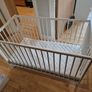 White Wooden Baby Cot Crib with Mattress Excellent Condition Image 5