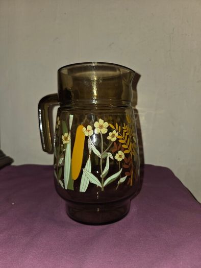 1970's French Smoked Glass Pitcher