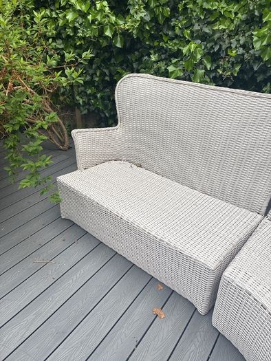 Huge Outdoor Living corner sofa and grey cushions .Please read