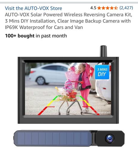 Wireless Reverse Camera solar powered