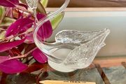 Vintage Cavan Ireland Clear Glass Swan Ornamental Pin Dish