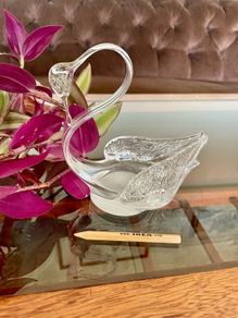 Vintage Cavan Ireland Clear Glass Swan Ornamental Pin Dish