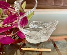 Vintage Cavan Ireland Clear Glass Swan Ornamental Pin Dish