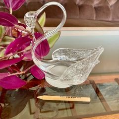 Vintage Cavan Ireland Clear Glass Swan Ornamental Pin Dish