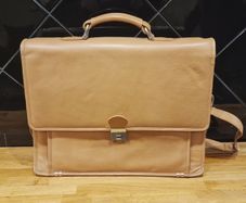 Tan Leather Briefcase/Laptop Bag