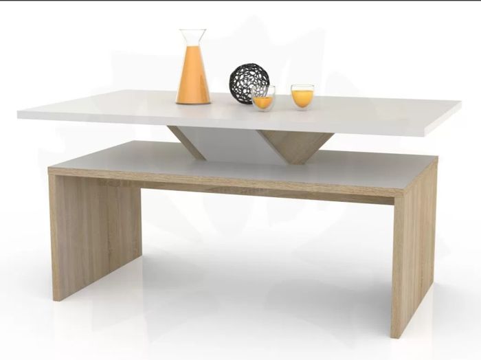 Rectangular White Oak Coffee Table With Shelf