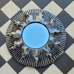 Vintage silver sunburst mirror
