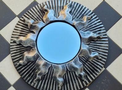 Vintage silver sunburst mirror
