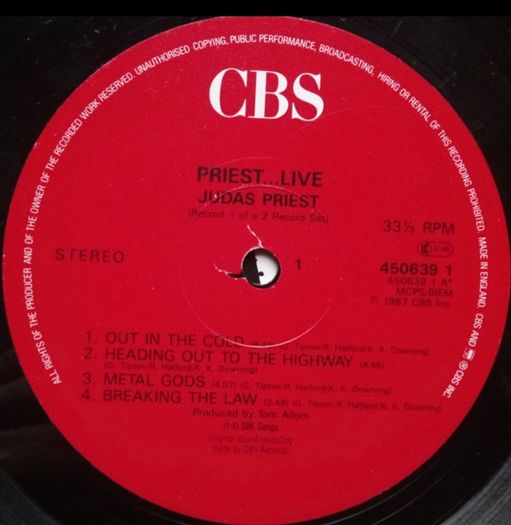 Judas Priest live double vinyl record