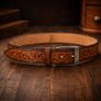 Unisex Genuine Leather Tooled Belt Vintage Floral Western Leather Belt Image 5
