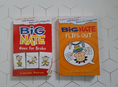 NEW big Nate books goes for  broke.  BIG NATE flips out.