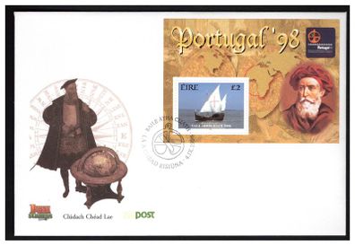 1998 Ireland Portugal 98 Commemorative Stamp Miniature Sheet An Post First Day Cover (FDC)