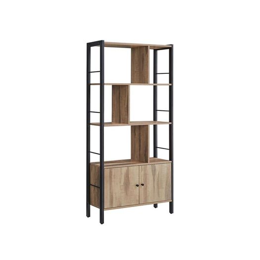 Bookcase with 4 open shelves oak brown-black